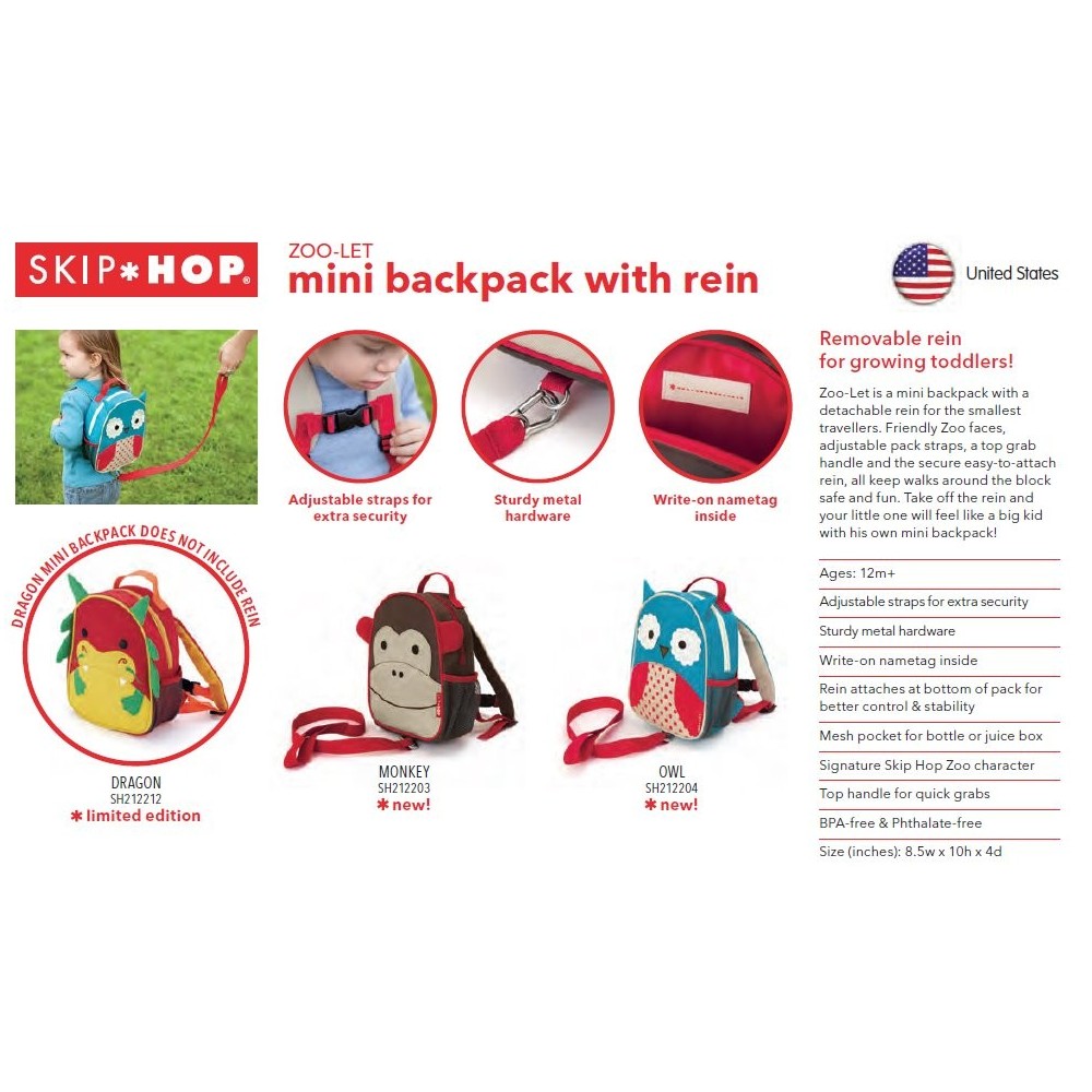 Skip hop owl backpack with reins cheap